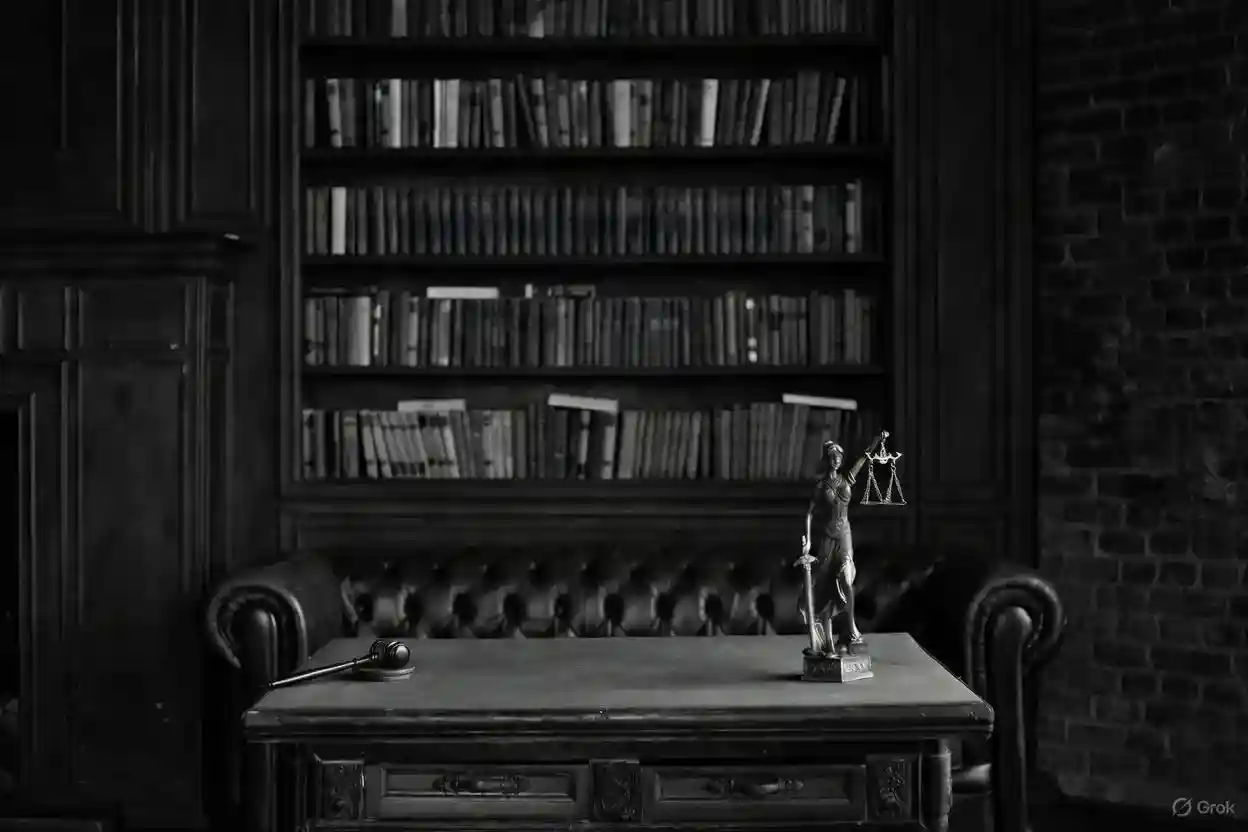 Justice scales and law books
